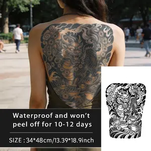 Chinese Style Pixiu Gold Coin Tattoo Stickers, Disposable, Waterproof Long-Lasting 7-15 Days, Semi-Permanent Herbal Tattoos, Suitable for Arms, Legs, Back