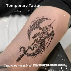 Dark Scythe Dragon Herbal Juice Temporary Tattoo Sticker Waterproof Long Lasting Non-reflective Vintage Realistic Stippling Fake Tattoo Ins Niche Premium Style Arm Tattoo Sticker DIY Tattoos