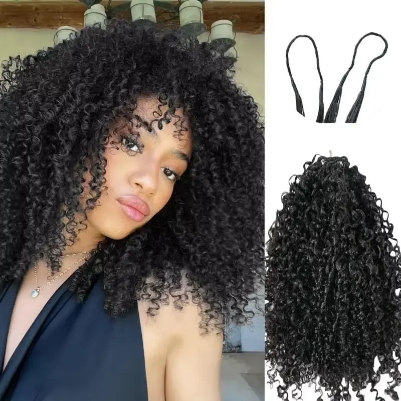 Bling Hair Miracle Knots Human Hair Crochet Extensions - Burmese Curly, Feather, Pixie-Style, Pre-Separated, Lightweight, Invisible Raw Virgin for Crochet Hairstyles