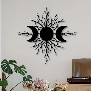Moon & Tree Branch Design Wall Art, Metal Wall Decor, Wall Hanging Decor for Home Living Room Bedroom, Home Decor Ideas, Poster