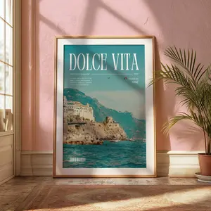 Vintage Art Wall Decor Retro Coastal Preppy Magazine Cover Poster - Bordered Unframed Paper Print, Italy-Inspired Dorm Room Decoration, Shipped in a Tube