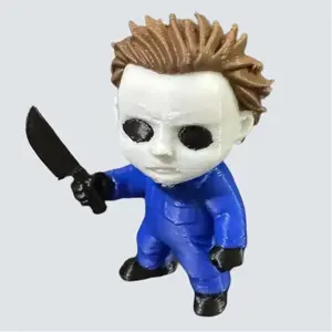 Michael Myers Figurine from Halloween - 2" Classic Horror Icon with Black Blue White & Brown Colors - Colorful Standing Decor Ornaments for Fans