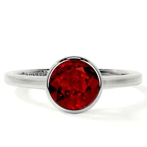 Bezel Set Round Ruby Solitaire Ring (1.05cts.)- RRB002-6X6-AAAA
