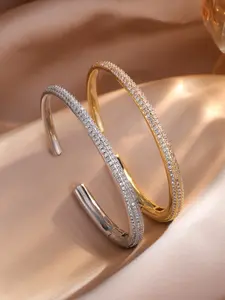 Women's Elegant Copper Zircon Bracelet, Adjustable Open Design, Comfortable Fit, Suitable for Daily Wear and Parties