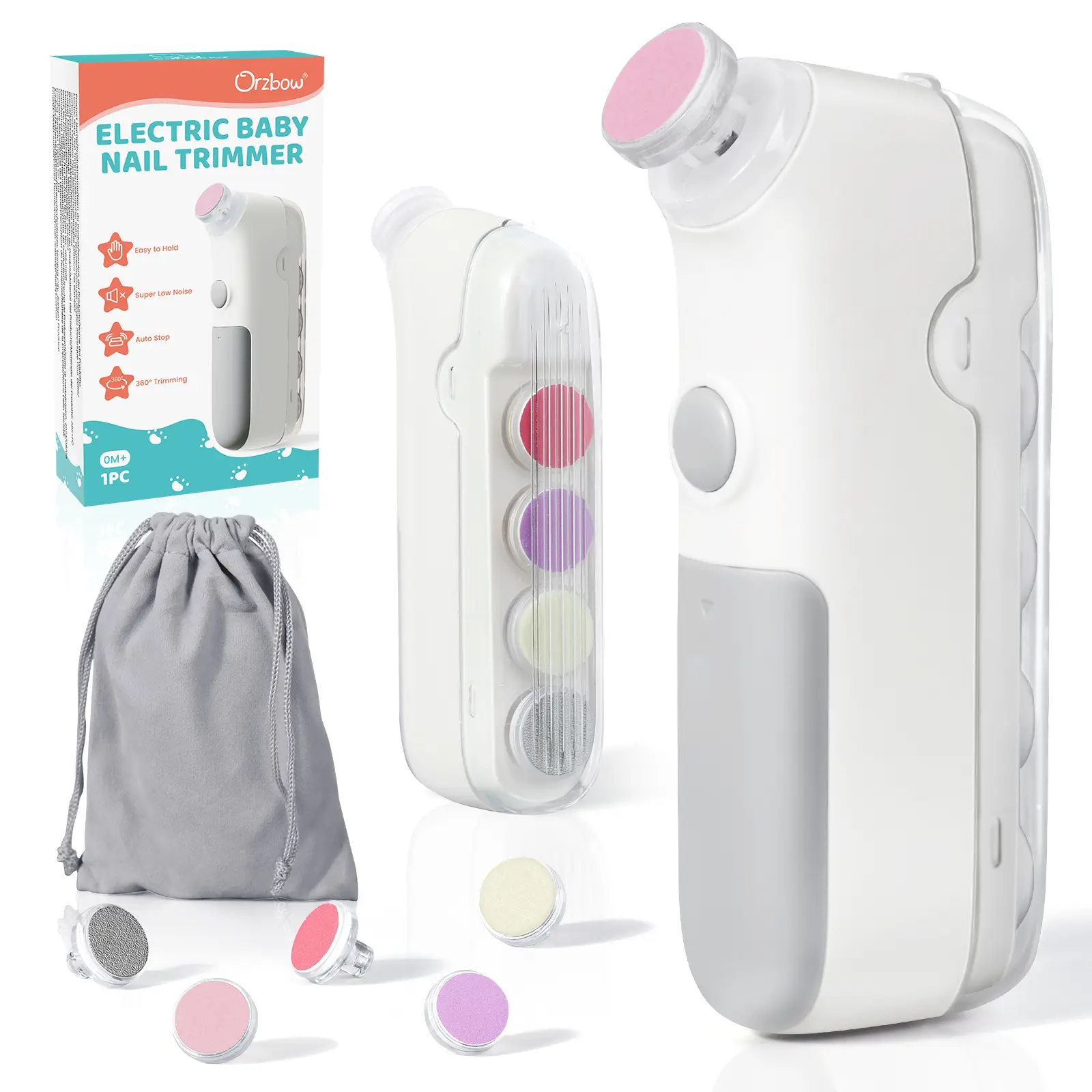 Baby Nail File Electric, 5 in 1 Universal Baby Nail Trimmer with LED Light, Automatic Safety Baby Nail Clippers for Infants Newborn Toddler Kids Adult