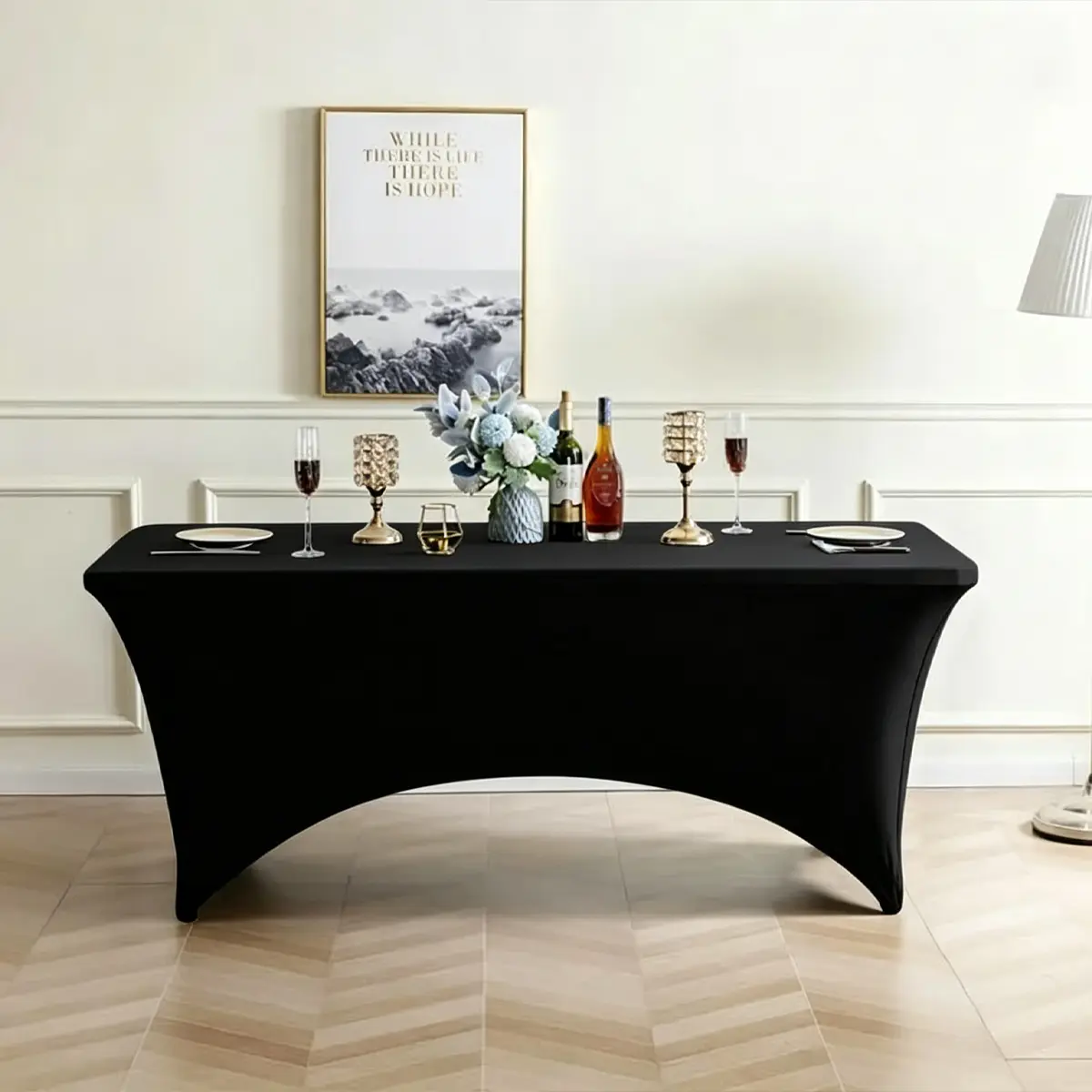 2pcs European Polyester Stretch Tablecovers - 6/8 ft Fitted Tablecover for Rectangular Tables, Wrinkle-Resistant, Washable Protective Cover, Suitable for Multiple Events & Various Themes