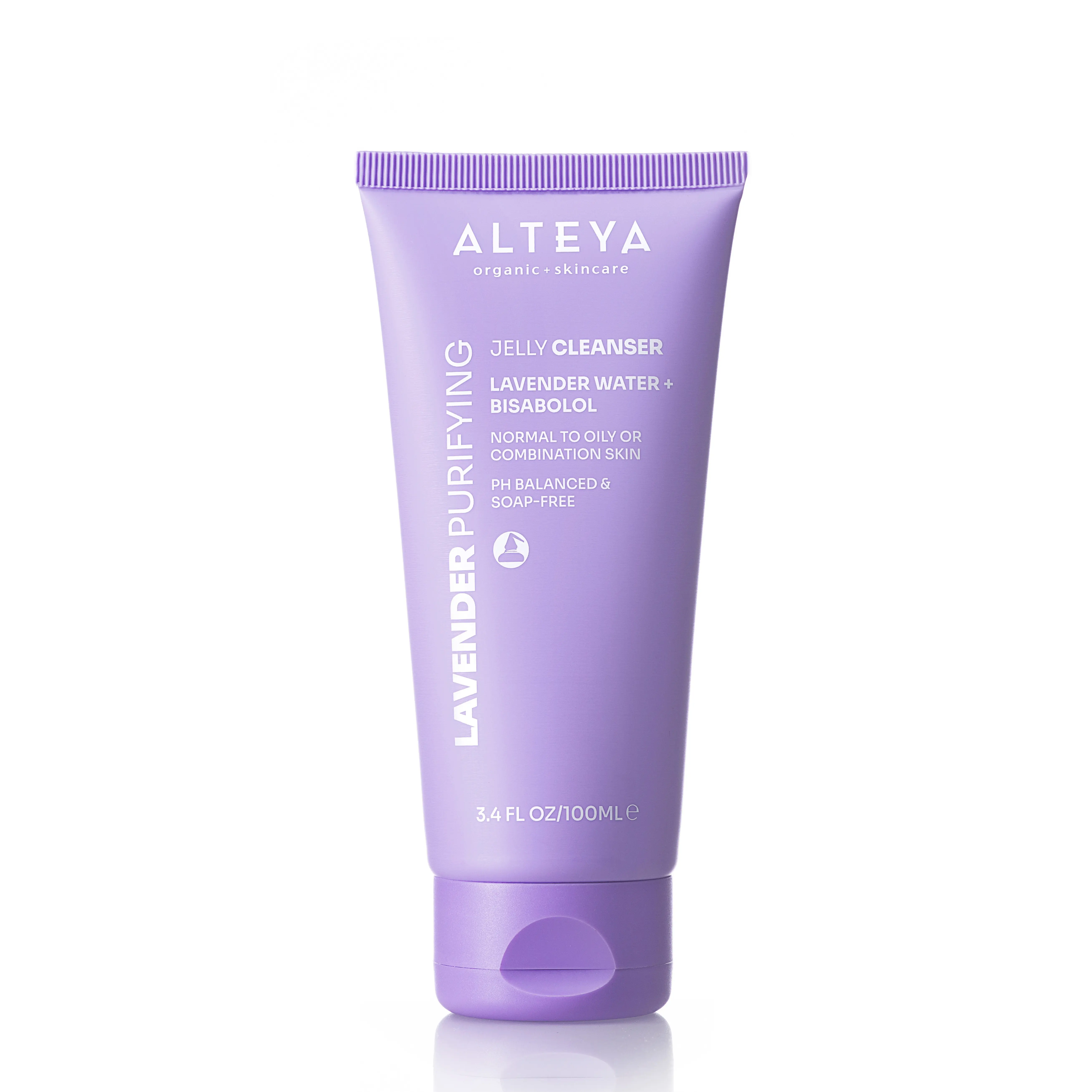 Alteya Organics Lavender Purifying Jelly Cleanser - Certified Organic Facial Gel with Lavender Water & Bisabolol - Soothing & Purifying Formula for Irritated Skin - 3.4 FL OZ