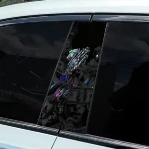 2 Pieces/Set, Vinyl Car Sticker - DIY Art Protective Case, Black Creative Pattern Design, Suitable for Car B Pillars - Easy to Paste and Durable Design Suitable for Cars, Car Decals