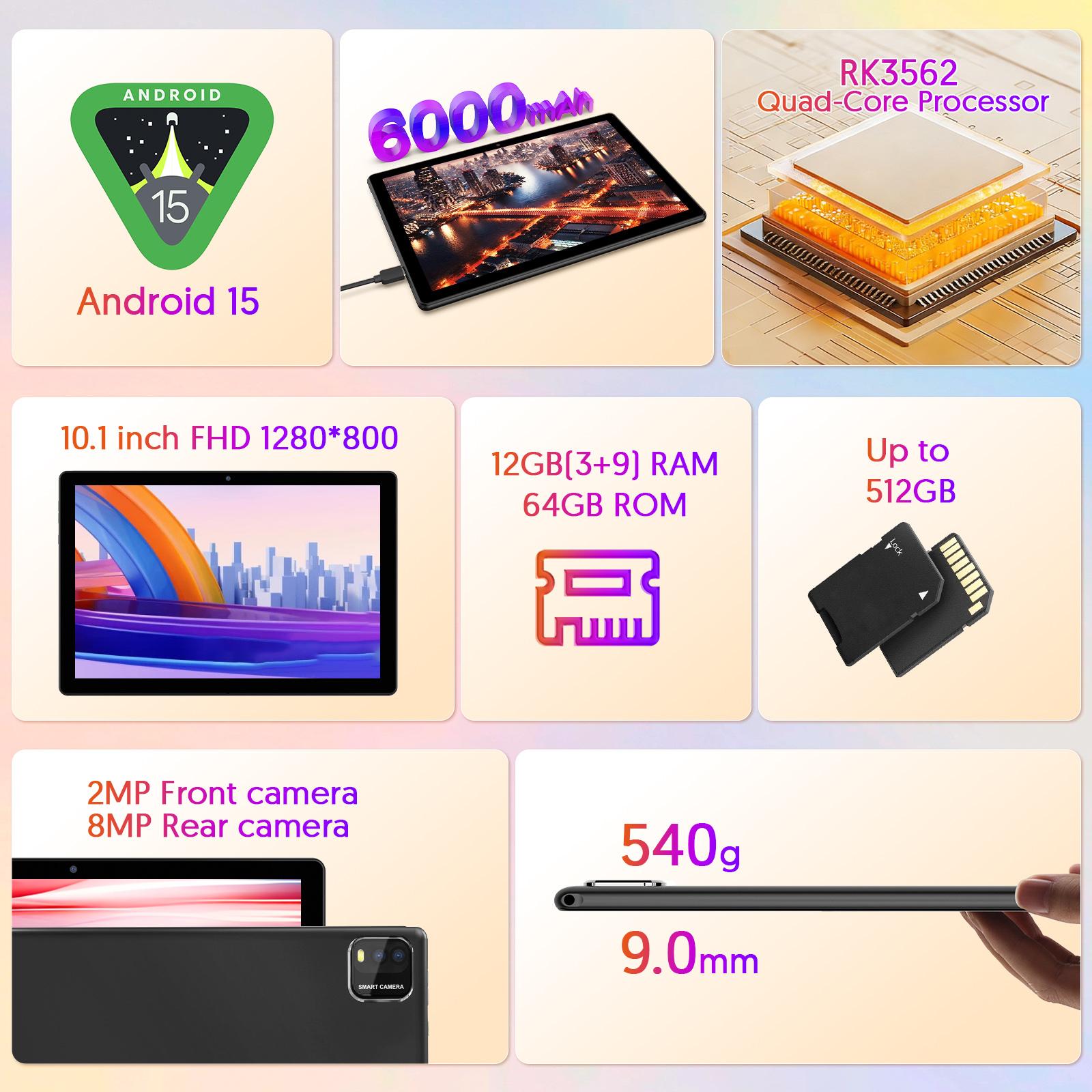 2026 10.1-inch Android 16 2-in-1 Tablet, 32GB ROM + Expandable Storage, 5G WiFi, Portable Device, Dual Camera, Ideal for School, Work, and as a Valentine’s Day Gift