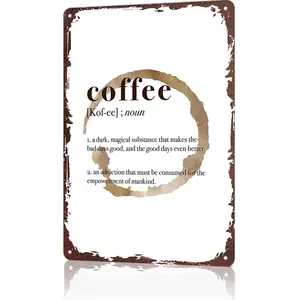 Coffee Definition Funny 8x12 Inch Aluminum Metal Sign - Humorous Kitchen Wall Decor for Coffee Bar, Cafe, Home, Office - Vintage Coffee Lover Tin Sign