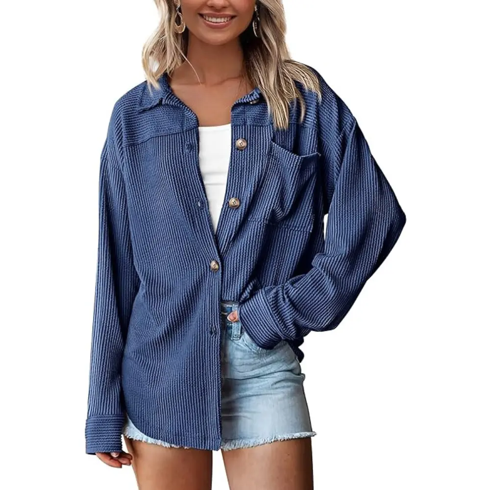 PRETTYGARDEN Women's Button Down Shirts Spring Long Sleeve Textured Tops Oversized Shacket Jacket Knit Blouses PRETTYGARDEN Women's Button Down Shirts Spring Long Sleeve Textured Tops Oversized Shacket Jacket Knit Blouses