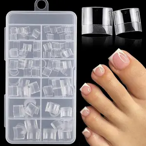 240pcs Toe Nail Tips Clear Soft Gel Toenail Tips Half Cover Square Acrylic Toe Tips Press on Nails Clear Artificial False Fake Toe Nails Tips for Salon and Home Foot Pedicure Manicure