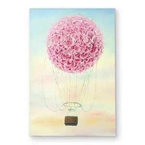 Begin Home Decor C1ROAR23S30QVD 2 x 3 ft. Hot Air Balloon Hydrangea Flowers Rug - Blue Outdoor Decor - Rectangle