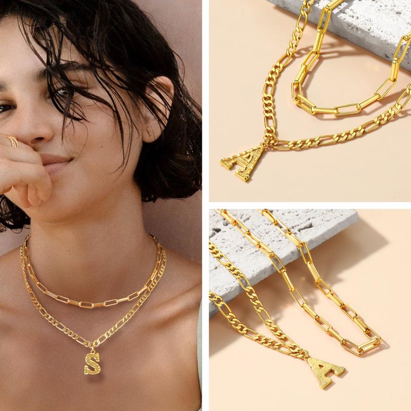 FindChic A-Z 26 Letters Double Layer Choker Necklace Set Alphabet Initial Name Lariat Chain Minimalist Pendant Seperated Chain Everyday Jewelry For Women FindChic A-Z 26 Letters Double Layer Choker Necklace Set Alphabet Initial Name Lariat Chain Minimalist Pendant Seperated Chain Everyday Jewelry For Women