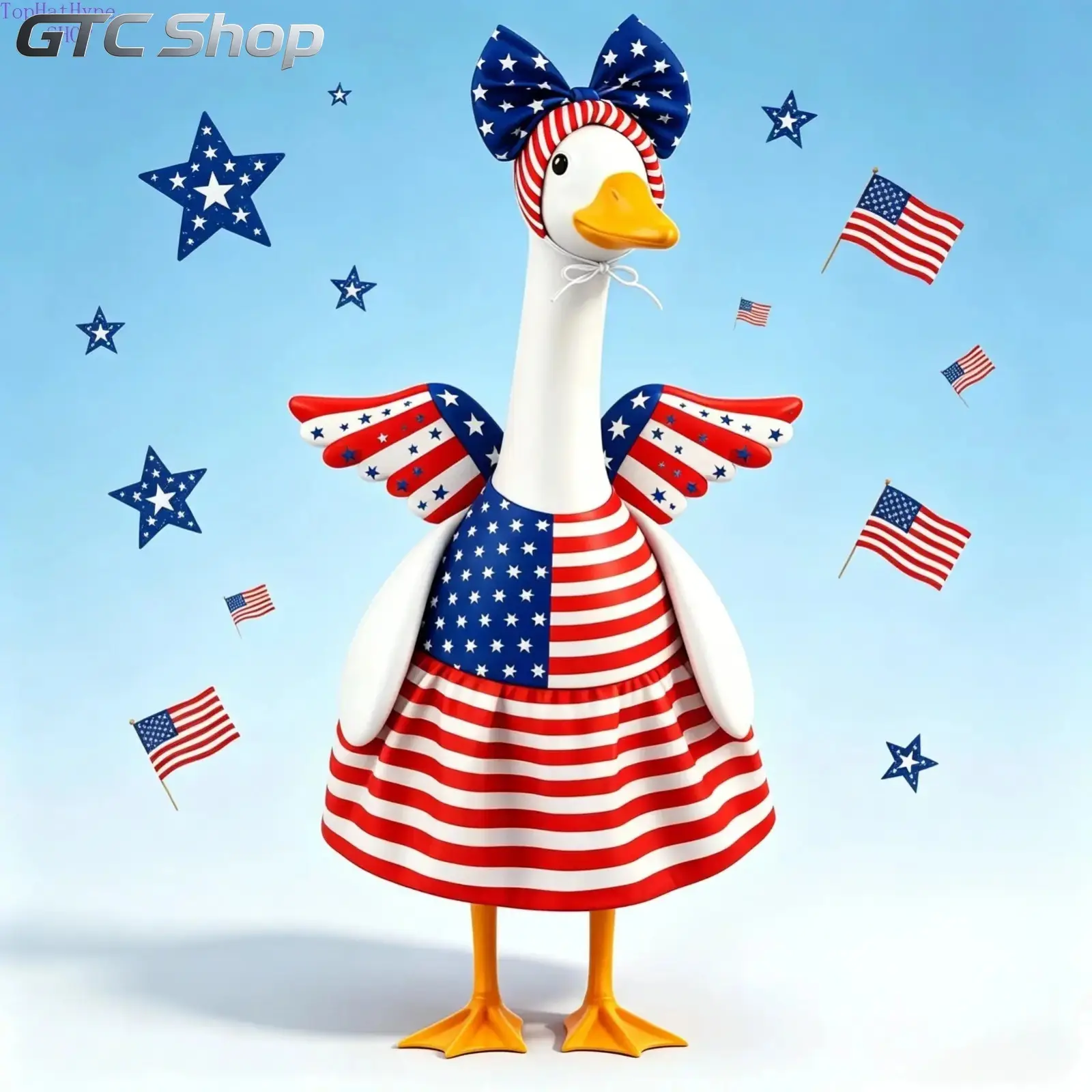 23-Inch Tailored Polyester Patriotic Animal Goose Dress Cover - Weatherproof Outdoor Decoration, Flag-Colored 4th of July Porch Display for Sports & Outdoor Party, 250th Anniversary Decor