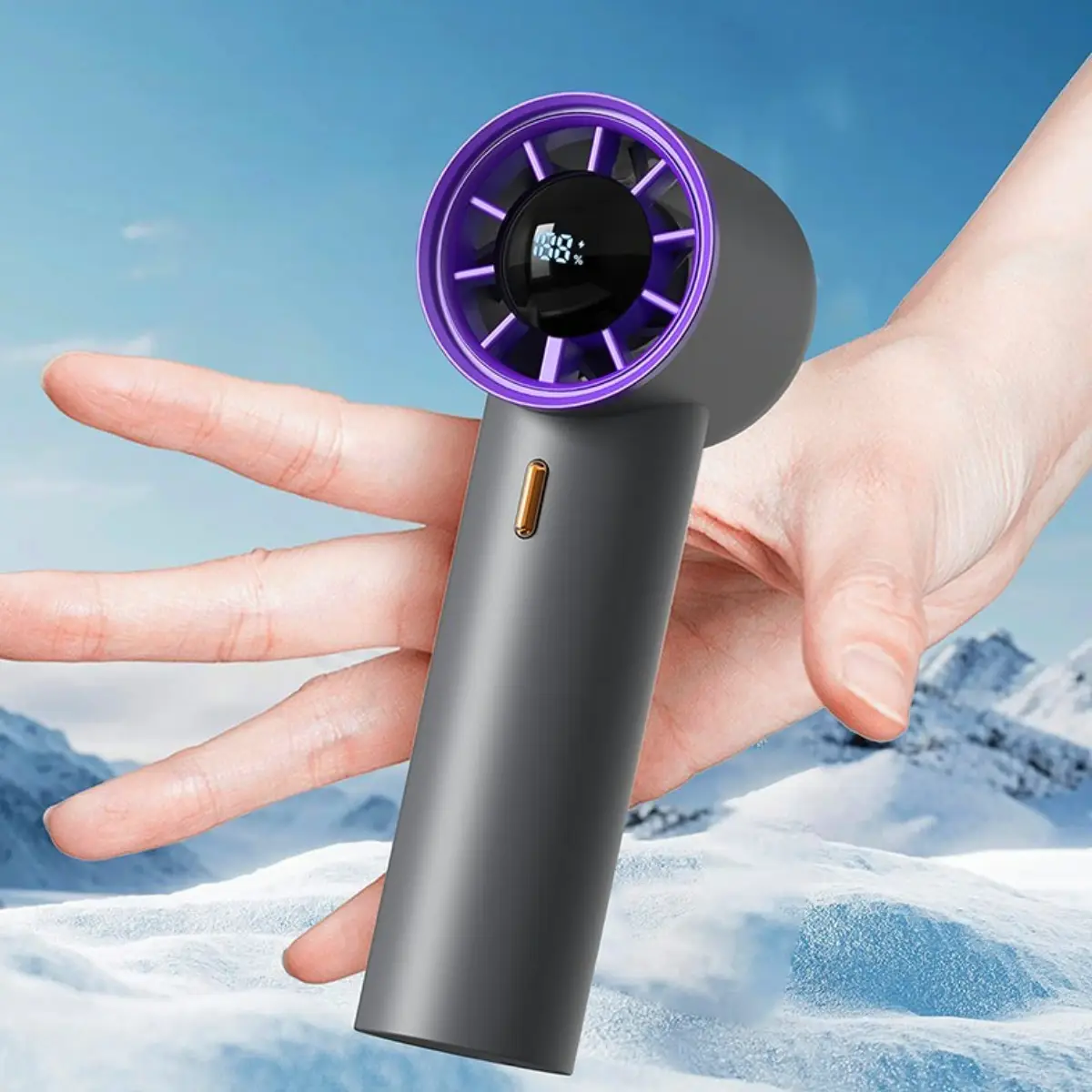 LBEUS Mini Handheld Fan with LED Display, 5 Speeds & Powerful Cooling, 4000mAh Battery, 18H Runtime, USB-C Rechargeable, Portable Desk Fan for Home Of