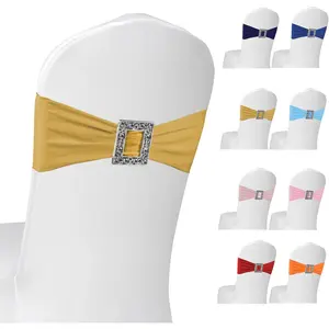 100 Pack  Chair Sashes, Spandex Stretch Chair Sashes Bows Elastic Chair Cover Bands Ties with Buckle Slider for Wedding Party Banquet Decorations