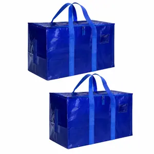 Extra Large Blue Moving Bag – Heavy Duty Storage Tote with Zippers & Reinforced Handles, Waterproof, Foldable, Collapsible, Space-Saving for Home, Travel, Camping, Dorms & Clothes Expandable