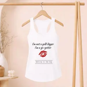 Go-Getter Graphic Racerback Tank Top for Women - Comfy Sporty Cotton Blend Fabric for Active Lifestyles