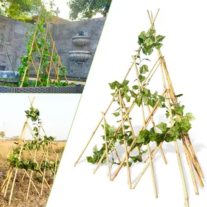4ft Expandable Bamboo Teepee Trellis for Climbing Plants, Self-Standing Natural Bamboo Trellis for Plant, Folding Trellis for Vines Flowers Vegetable Indoor