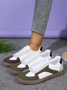 New Retro Casual Colorblock Sneakers, Classic Shoe Style, Rubber Sole, Fashionable Multiple Colors, Daily Wear, Campus Commute