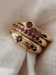 3-Piece Vintage Zircon Star Stackable Finger Rings Set for Women, Simple and Versatile, Perfect for Daily Wear, Office, Parties, Gatherings