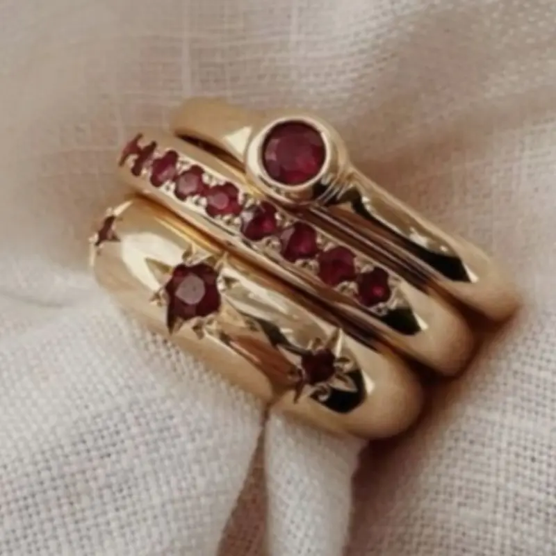 3-Piece Vintage Zircon Star Stackable Finger Jewelry Rings Set for Women, Simple and Versatile, Perfect for Daily Wear, Office, Parties, Gatherings, Daily Party Jewelry