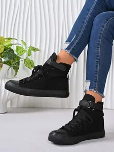 Women's Fashionable Letter Design Lace Up High Top Platform Shoes, Casual Comfortable High-top Trainer Shoes for Daily Wear, Perfect for Students and Outdoor Sports