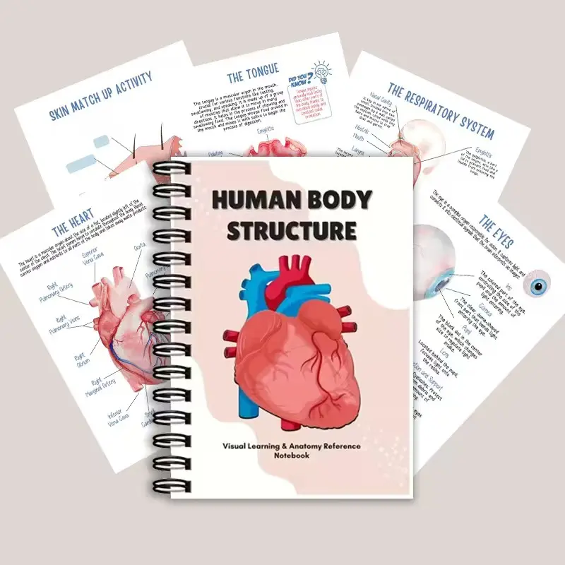 Human Anatomy Coil Notebook, Human Organ System Diagram Learning Manual, Medical Student Anatomical Reference Notebook, Study Guide for Students