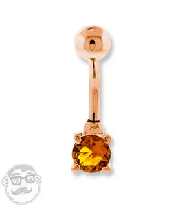 Topaz Swarovski CZ PVD Rose Gold Belly Button Ring