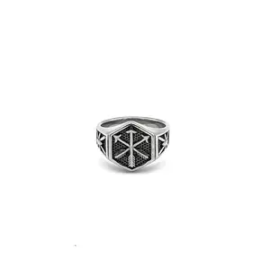 Hexagonal Arrows Stainless Steel Gothic Biker Ring Jewelry Non-Tarnish Non-Rust Unique Design for Fashion Enthusiasts