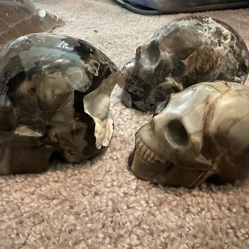 Volcano Agate Skulls - Natural Gemstone Carved Skeletons for Home Decor and Collectibles