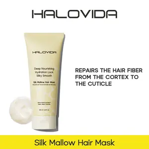 Halovida Silk Mallow Hair Mask for Hydrating and Moisturizing Hair,Strengthens & Maintains Bonds within Hair, Flyaways & Reduce Breakage,Instant Softness & Shine,Gentle,Dry & Damaged Hair Professional Treatment,Perfect for all hair types,6.8 fl.oz