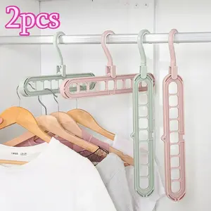 5pcs Multi-functional Nine-hole Clothes Hanger for Home Storage folding telescoping magic rotating 9-hole coat hanger
