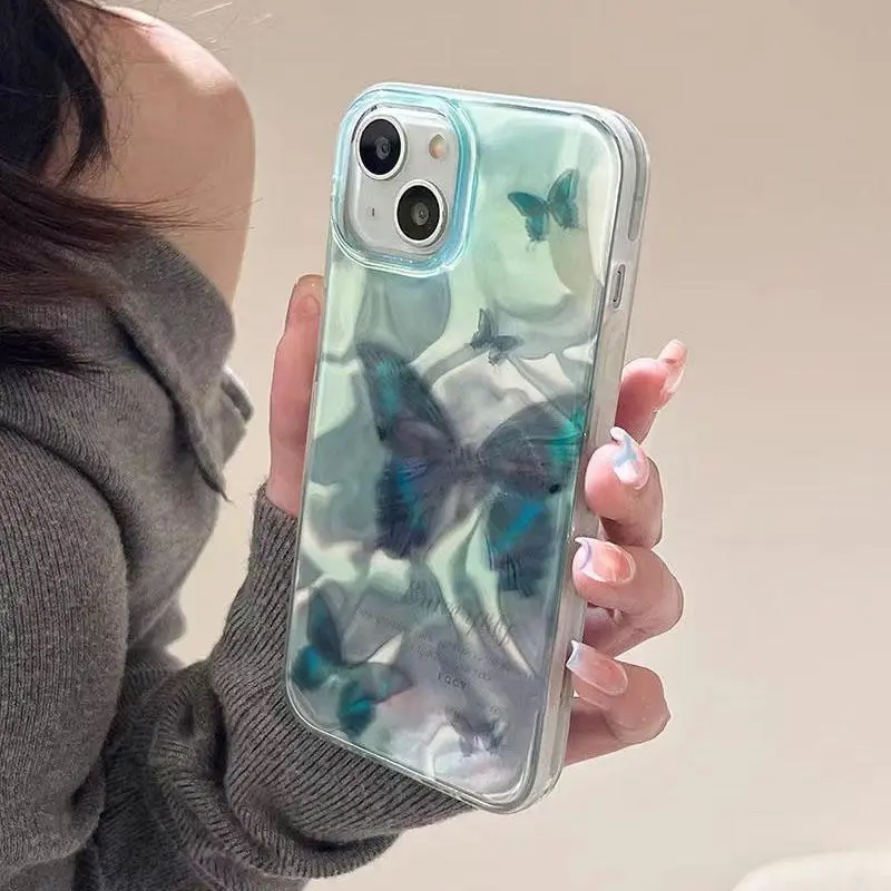 Butterfly Pattern Phone Case, Fashion Phone Protective Cover, Phone Accessory Compatible with iPhone 11 12 13 Pro 12 13 Pro Max X XS XR 7 8 Plus SE, Casing