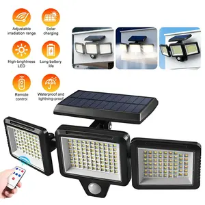 Solar Outdoor Lights 2500LM 210LED Security Light 3 Heads Dimmable Spotlights with 3 Mode, IP65 Waterproof, Suitable For Yard, Garage, Porch, Pool, Garden#Summervibes