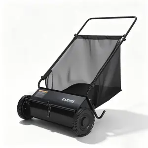 [FLASH SALE] Garvee 26-Inch Push Lawn Sweeper, Walk-Behind Leaf & Grass Collector with 4 High-Speed Brushes, 7 Cu. Ft. Hopper, Heavy-Duty Yard Sweeper for Lawn, Patio & Driveway, Black