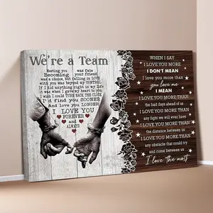 Couple Canvas Painting 'Meeting You is Fate' Romantic Wall Art Love Gift for Anniversary Wedding Valentine's Day Decor Room Framed Artistic Museum Grade UV Resistant Museum Grade UV Resistant Artistic Canvas Print