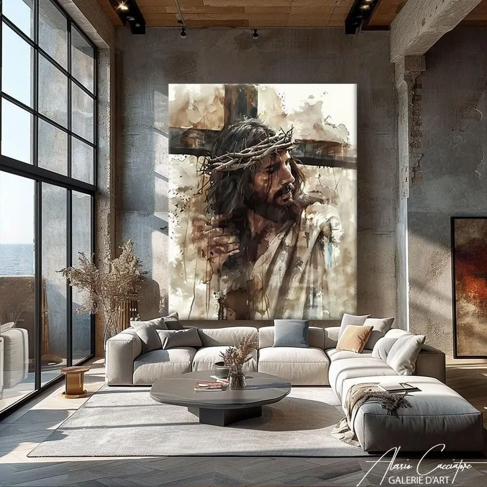 [40% OFF] [UNFRAMED]    Abstract Christian Art Modern, Large Religious Wall Art Framed, Jesus Painting poster, Christianity Wall Art