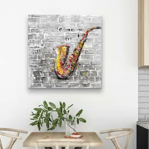Begin Home Decor C1RC3232N1HPXB 32 x 32 in. Graffiti of a Saxophone - Contemporary Canvas Home Decor