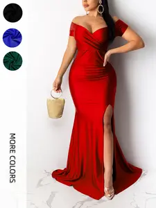 Sexy One Shoulder Bodycon Dress, High Slit Long Evening Party Gown, Must-Have for Formal Events, Stylish, Chic, Fit and Elegant Design, Formal Wear