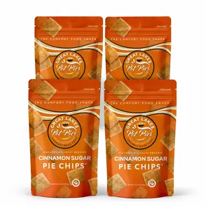 Great Lakes Pot Pies Cinnamon Sugar Pie Chips | Crunchy Gourmet Snack | Protein Packed (16.5g) | 5.5 oz Individual Bags | 4 Pack | No Preservatives |