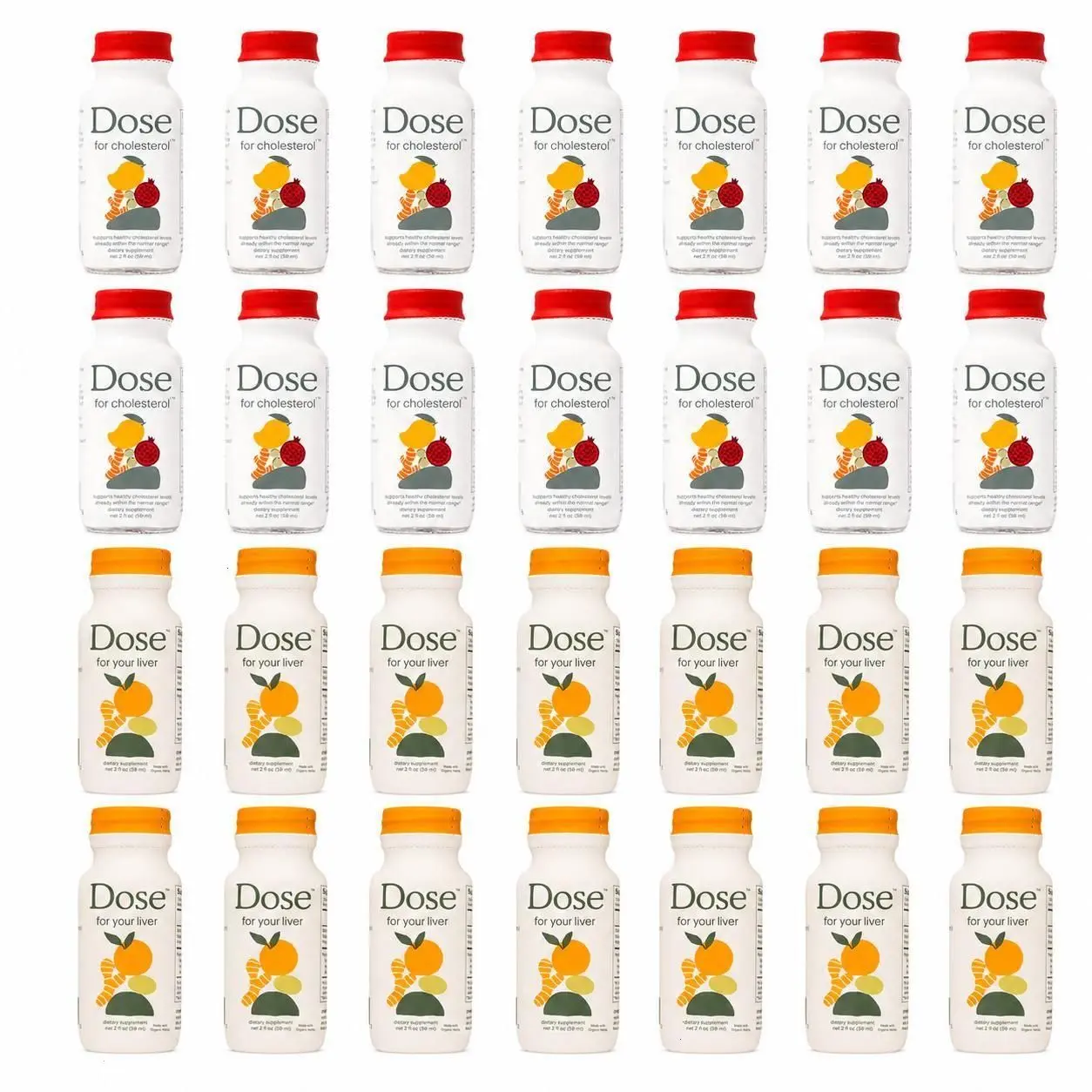 DOSE Cholesterol & Liver Support Wellness Shot Variety Pack, 24 Bottles, 2 fl oz Each, 12 Cholesterol Support Shots + 12 Liver Detox Shots, Ginger Turmeric Lemon, Vegan