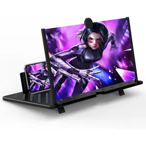 US.Curated 20" Screen Magnifier for Cell Phone, 3D HD Magnifying Projector Screen Enlarger for Movies, Videos and Gaming, Foldable Phone Stand with Screen Amplifier,Compatible with All Smartphones