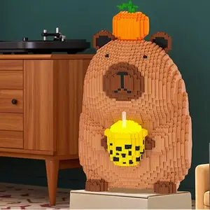 3598 Piece Persimmon Milk Tea Capybara Building Block Model, Block Figures, Creative Animal Decoration, Room Ornament, Birthday Halloween Valentine Christmas Gift