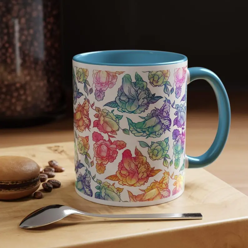 Plants Pattern Coffee Mug, Hidden Adult Humor Floral Penis Mug, Plant Mom Gift, Funny Naughty Gag Cup, Office Desk Mug, 11oz 15oz