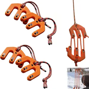 Outdoor Pulley System Heavy Duty Hunting Hoist Gear for Deer Game Hoisting Loading Camping Tree Stand Accessories Portable Lift Equipment with Rope & Hook
