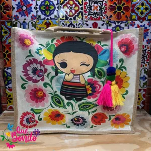 Large Tote with Graphic with Handle and Zipper