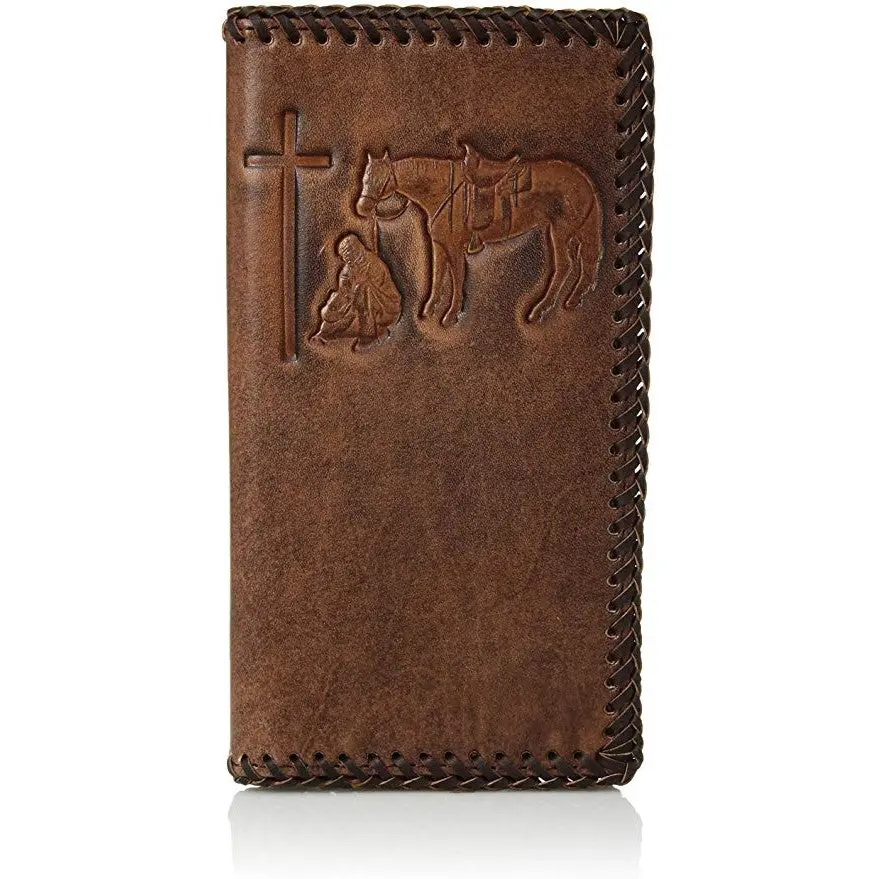 Nocona Men's Praying Cowboy Rodeo Brown Leather Wallet N5413808