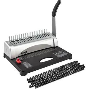 Binding Machine 21-Holes 450 Sheets Comb Binding Machines with Starter Kit 100 Count 3/8'' Comb Binding Spines Manual Puncher for Letter A4 A5 Sizes
